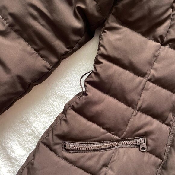 Y2K Abercrombie and Fitch Brown Puffer Jacket with Faux Fur Hood - Picture 5 of 8